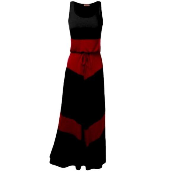 NEW The Hanger Colorblock Striped Chevron Draped Tie Sleeveless Maxi Dress M - Picture 6 of 13